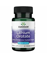Swanson Lithium Orotate Antioxidant Mood and Emotional Wellness, Behavior and Memory Support, 5 mg Elemental Lithium, 60 Veggie Capsules