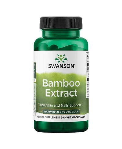Swanson Bamboo Extract for Hair and Nails Silica Supplement Supports Collagen 300 mg 60 Veggie Capsules