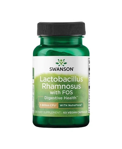 Swanson Lactobacillus Rhamnosus w/ Fos, Probiotic Supplement, Digestive Health, 5 Billion Cfu, Gi Tract Health During Travel, 60 Veggie Caps