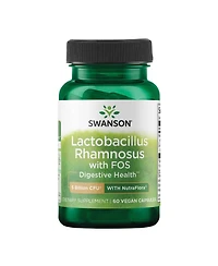Swanson Lactobacillus Rhamnosus w/ Fos, Probiotic Supplement, Digestive Health, 5 Billion Cfu, Gi Tract Health During Travel, 60 Veggie Caps