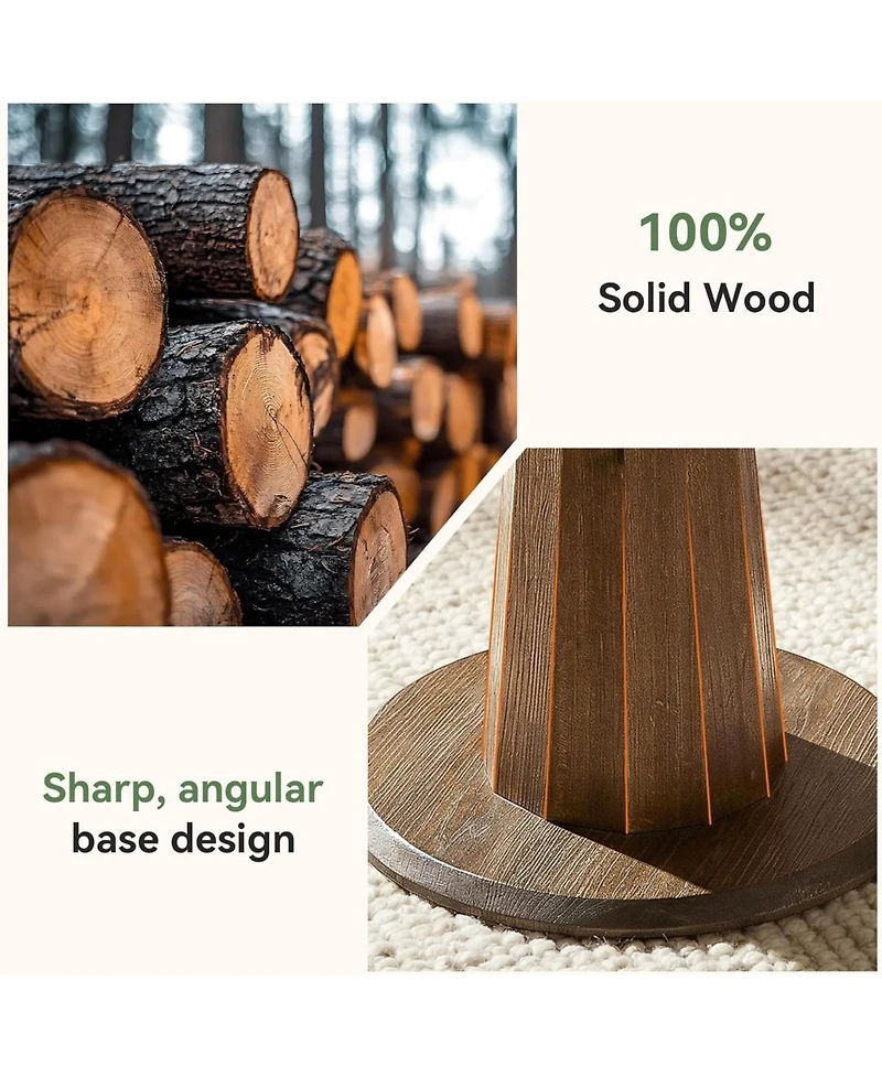Tribesigns Solid Wood End Table, 20.87" Small Round Pedestal Side Table with Tree-Ring Patterns