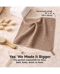 KeaBabies 10 Pack Lyra Muslin Baby Washcloths Large 12x12 Soft Absorbent Cotton Wash Cloths Burp Rags Face Cloth Towel