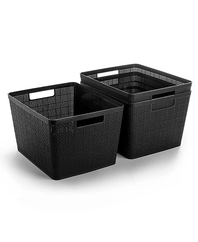 Gnuadz Woven Plastic Basket Home Storage Organization Jute Design Gift