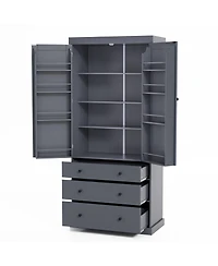 Streamdale Furniture Farmhouse Pantry Cabinet with Shelves and Drawers