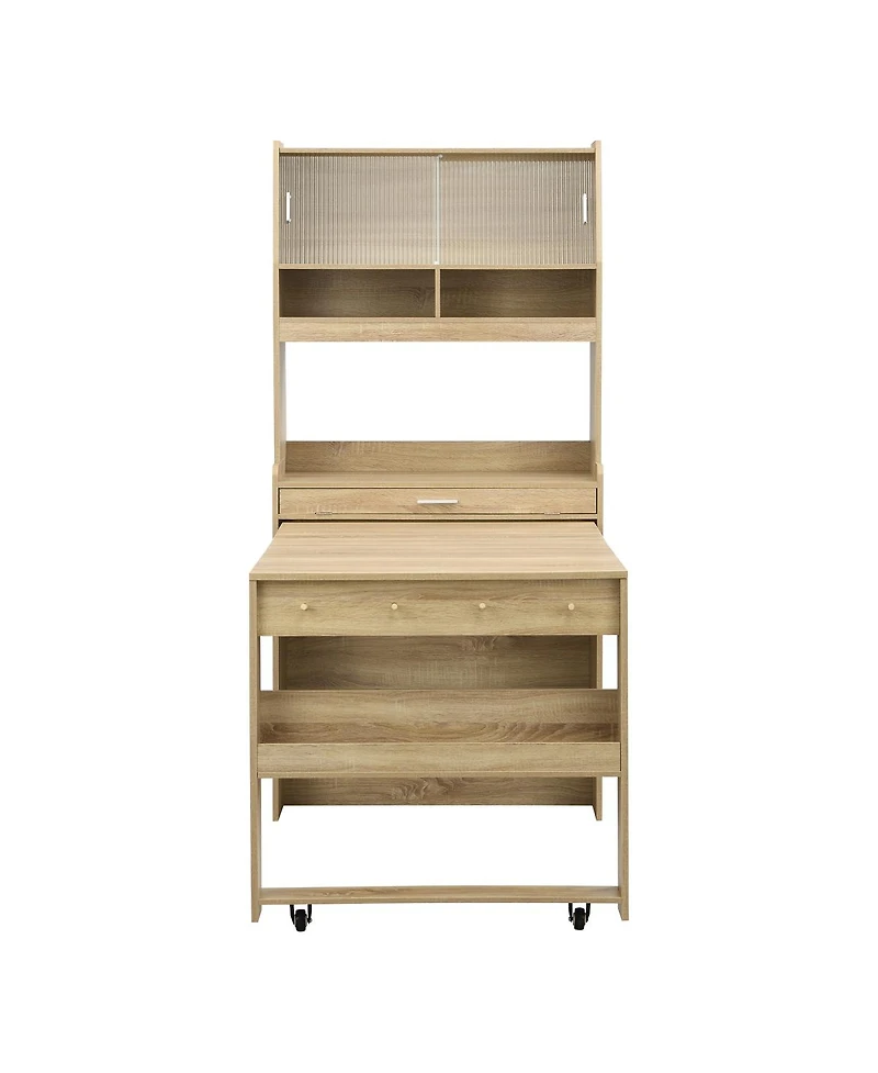 Streamdale Furniture Multifunctional Buffet Hutch with Foldable Dining Table