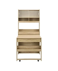 Streamdale Furniture Multifunctional Buffet Hutch with Foldable Dining Table