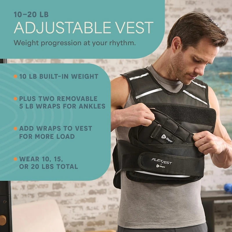 Lifepro 2-in-1 Adjustable Weighted Vest + Ankle Weights (15 & 20lbs)