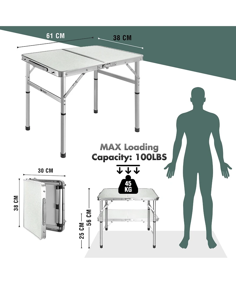 Gnuadz Folding Camping Table Portable Aluminum Adjustable Camping Outdoor Recreation Gear