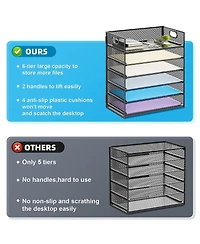 Gnuadz 6 Tier Mesh Desk File Sorter With Handle