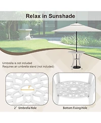 Sugift 31.5 in Round Patio Dining Table for 4 Cast Aluminum with 2-Inch Umbrella Hole