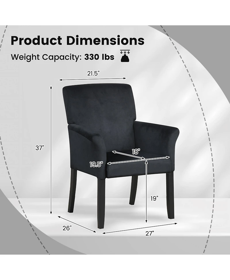 Gouun Upholstered Guest Armchair with Rubber Wood Legs and Padded Armrests