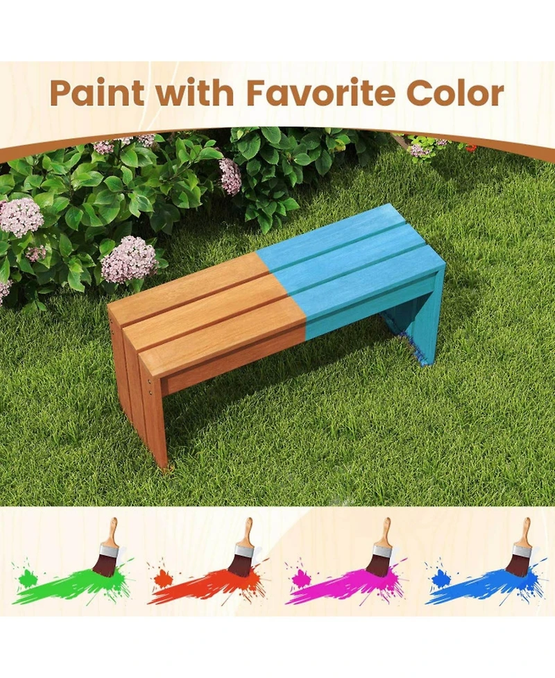 Sugift 2-Person Outdoor Bench with Solid Wooden Frame for Backyard