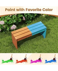 Sugift 2-Person Outdoor Bench with Solid Wooden Frame for Backyard