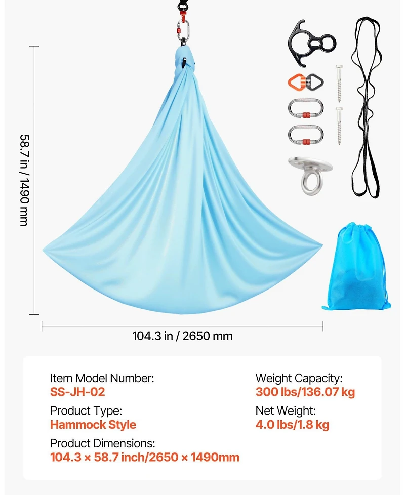 Mecale Aerial Yoga Hammock Swing 300 lbs Nylon for Parent and Child
