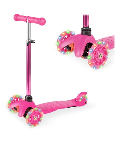 Best Choice Products Kids Mini Kick Scooter Toy w/ Light-Up Wheels and Height Adjustable T-Bar