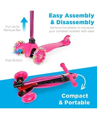 Best Choice Products Kids Mini Kick Scooter Toy w/ Light-Up Wheels and Height Adjustable T-Bar