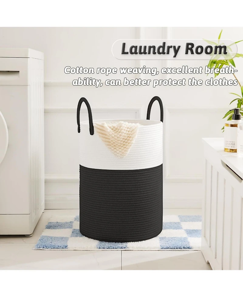 Gnuadz Woven Cotton Rope Hamper for Clothes Storage