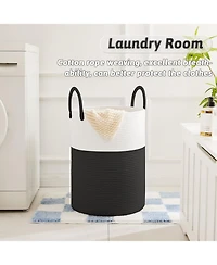 Gnuadz Woven Cotton Rope Hamper for Clothes Storage