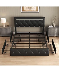 Lucky One Bed Frame with Led Light and 4 Storage Drawers