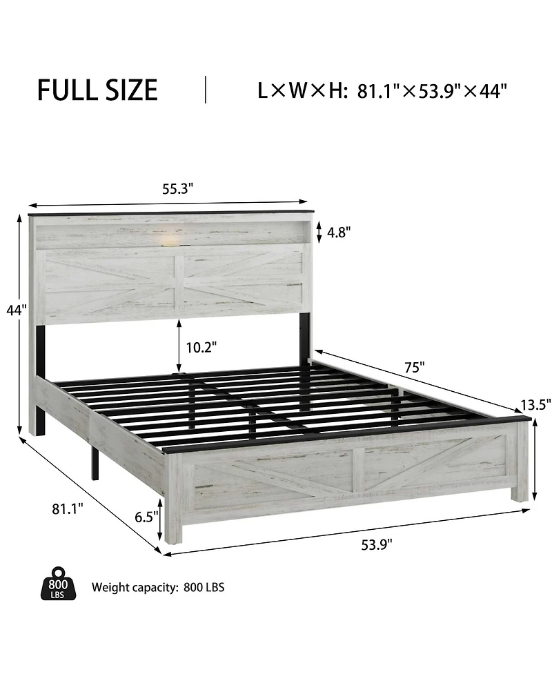 Lucky One Fully floating bed frame with Led lights and charging station cushion platform bed frame