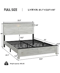 Lucky One Fully floating bed frame with Led lights and charging station cushion platform bed frame