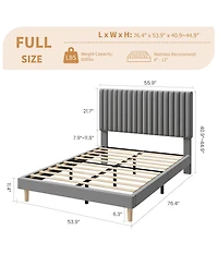 gaomon Bed Frame, Upholstered Platform Bed Frame with Vertical Channel Tufted Adjustable Headboard, Strong Wooden Slats Support