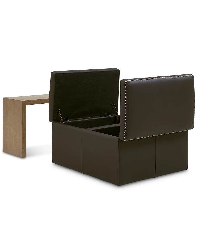 Holtman 35" Leather Square Storage Ottoman