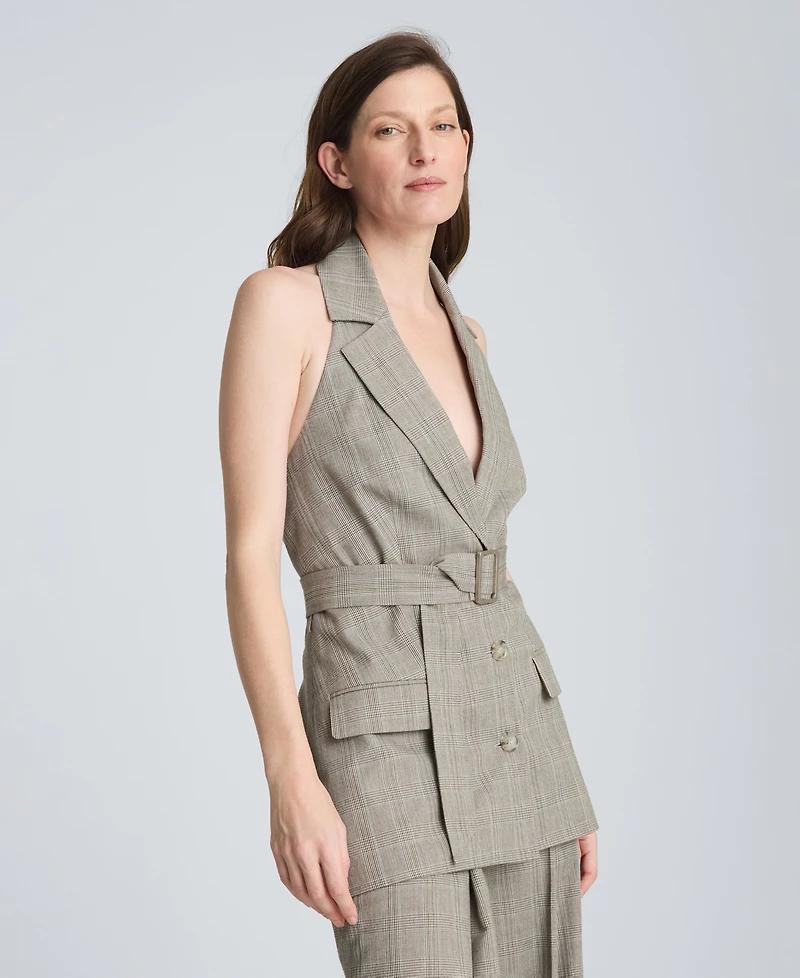 Kenneth Cole Women's Sleeveless Belted Notch Collar Vest