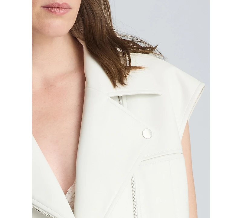 Kenneth Cole Women's Boxy Moto Sleeveless Vest