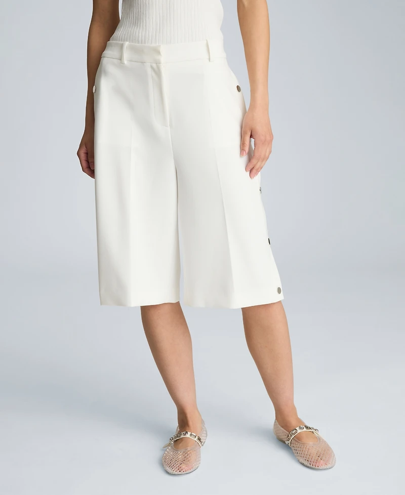 Kenneth Cole Women's High-Rise Side Snap Shorts