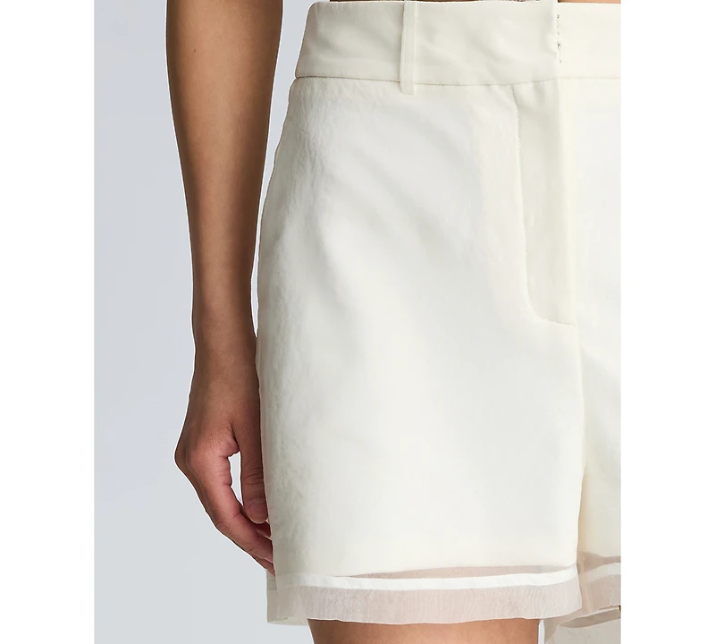 Kenneth Cole Women's High-Rise Sheer Wide-Leg Shorts