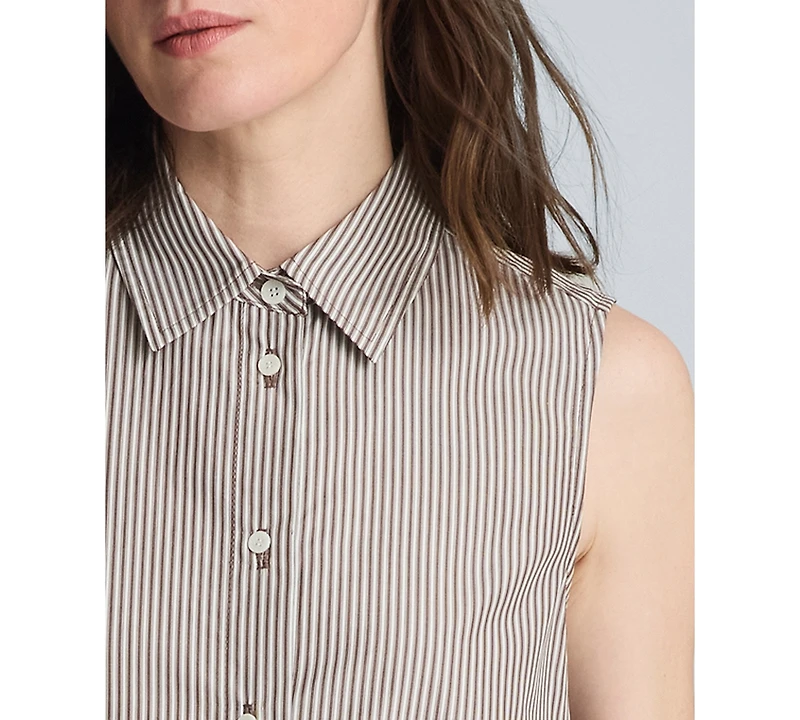 Kenneth Cole Women's Striped Collared Neck Swing Shirt Dress