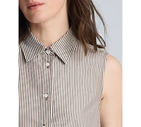 Kenneth Cole Women's Striped Collared Neck Swing Shirt Dress