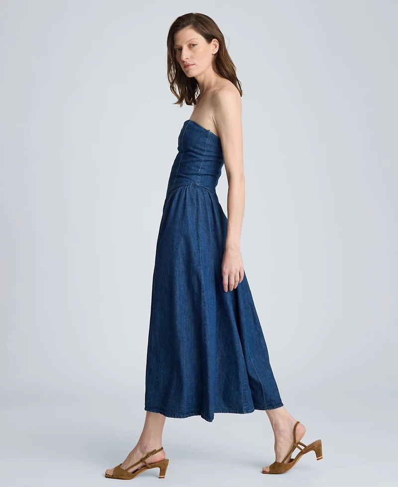 Kenneth Cole Women's Cotton Strapless Bustier Midi Dress