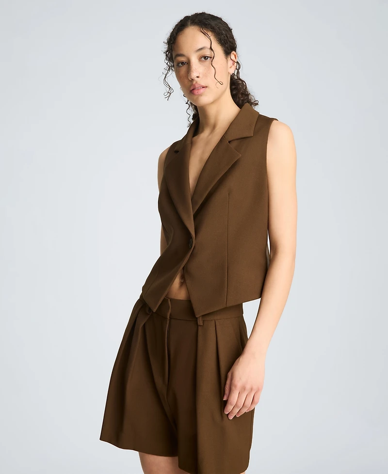 Kenneth Cole Women's Fitted Notch Collar Sleeveless Vest