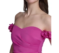 Eliza J Women's Strapless Floral-Sleeve Mermaid Dress