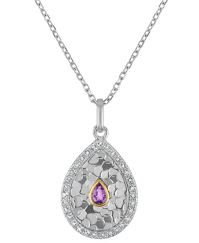 Macy's Amethyst (1/20 ct. t.w.) & White Topaz (1/6 Pendant Necklace 14k Two-Tone Gold (Also Available Blue Topaz)