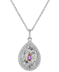 Macy's Amethyst (1/20 ct. t.w.) & White Topaz (1/6 Pendant Necklace 14k Two-Tone Gold (Also Available Blue Topaz)