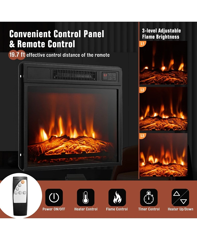 Gouun 48-Inch Electric Fireplace Tv Stand with Remote for TVs Up to 55 Inches