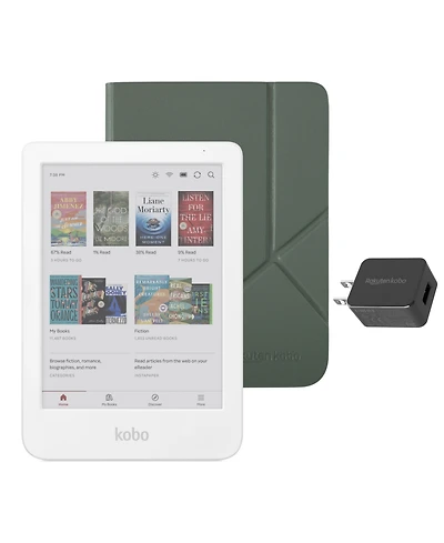 Kobo Clara Colour eReader with Misty SleepCover Case and Ac Bundle