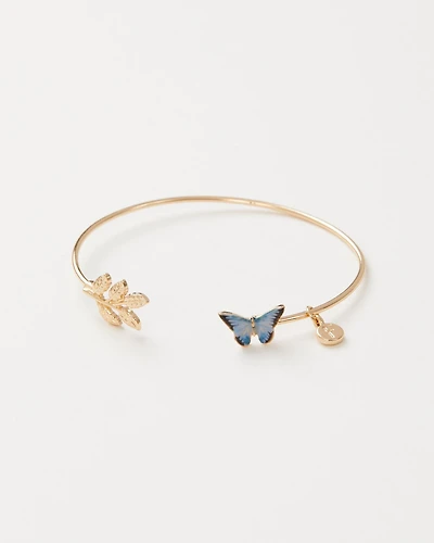 Fable England Enamel Butterfly Bangle