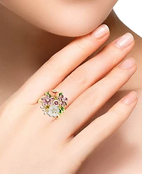 Lali Jewels Pink Mother of Pearl (7/10 ct. t.w.), Multi Gemstone (3-1/12 ct. t.w.) and Diamond (1/25 ct. t.w.) Ring in 14k Yellow Gold