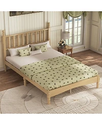 Streamdale Furniture Wood Platform Bed with Gourd Headboard