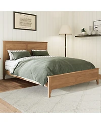 Lucky One Modern Solid Wood Queen Size Platform Bed with Sturdy Wooden Slats Support