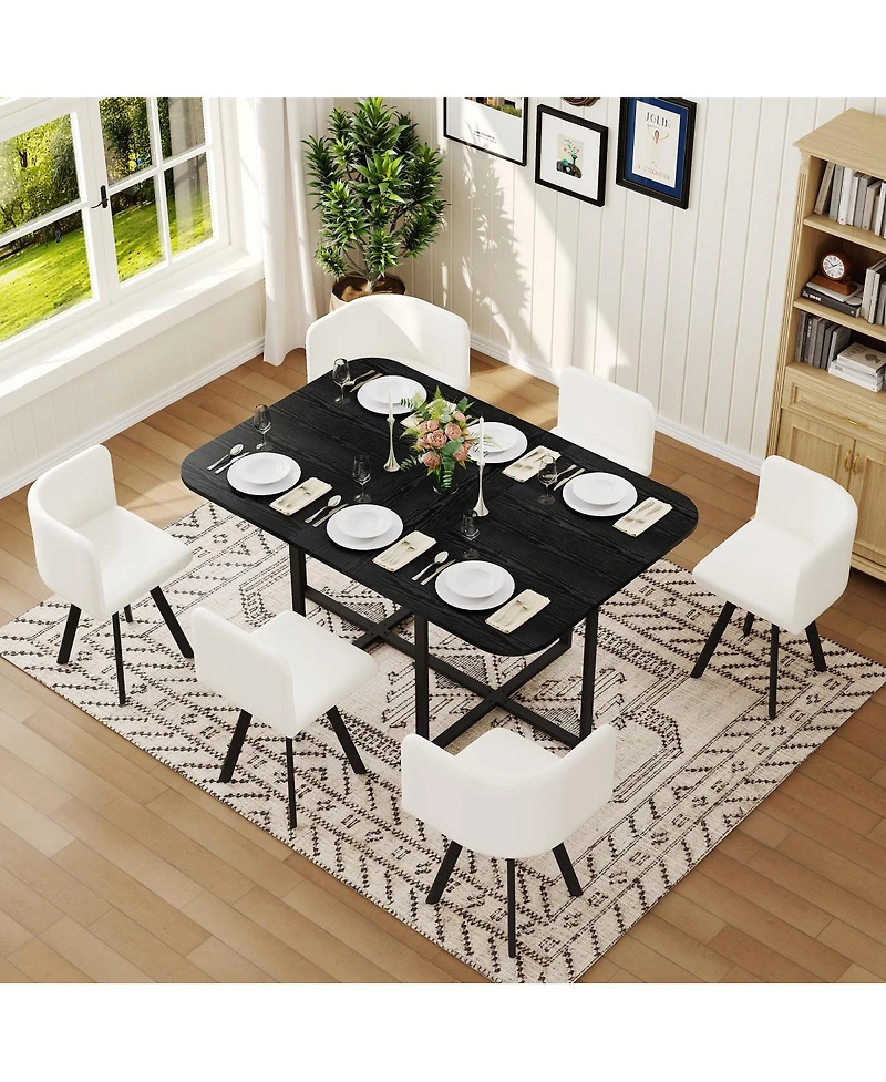 Streamdale Furniture 7piece Dining Set Table with Leather Chairs