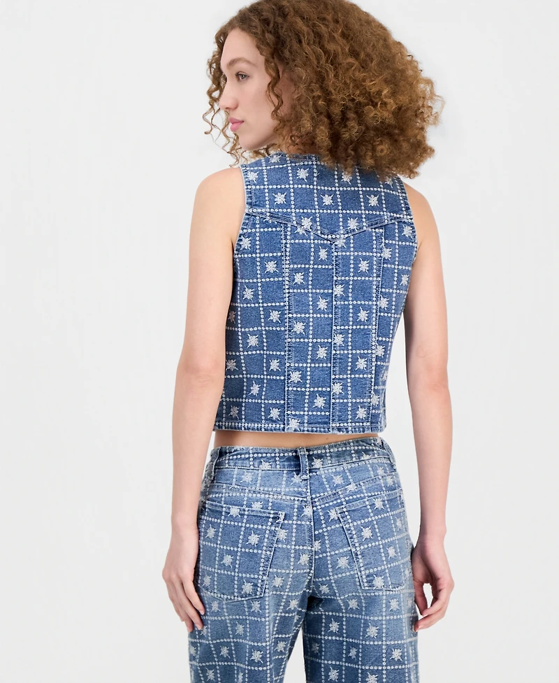 And Now This Women's Patchwork Embroidered Denim Vest, Macy's Exclusive
