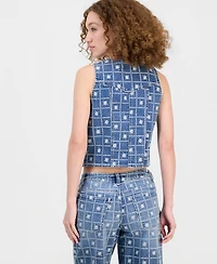 And Now This Women's Patchwork Embroidered Denim Vest, Macy's Exclusive