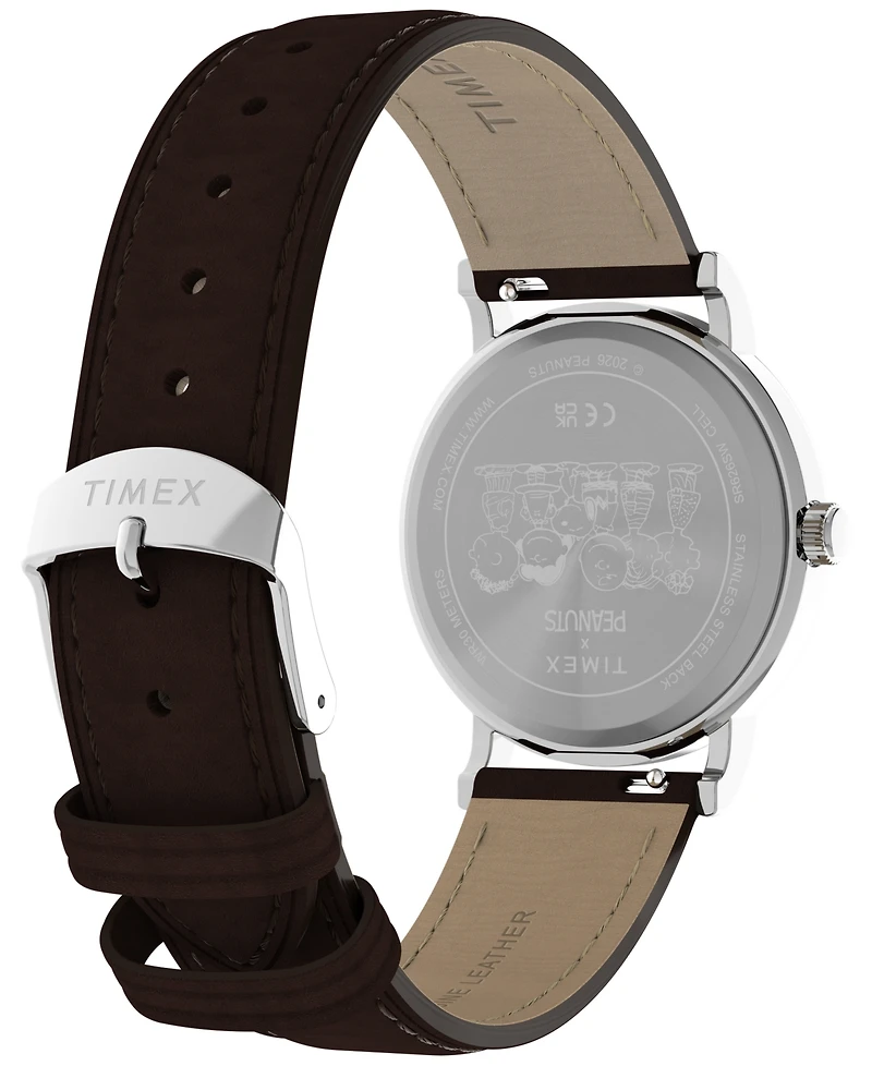 Timex Men's Quartz Analog Brown Leather Watch 38mm