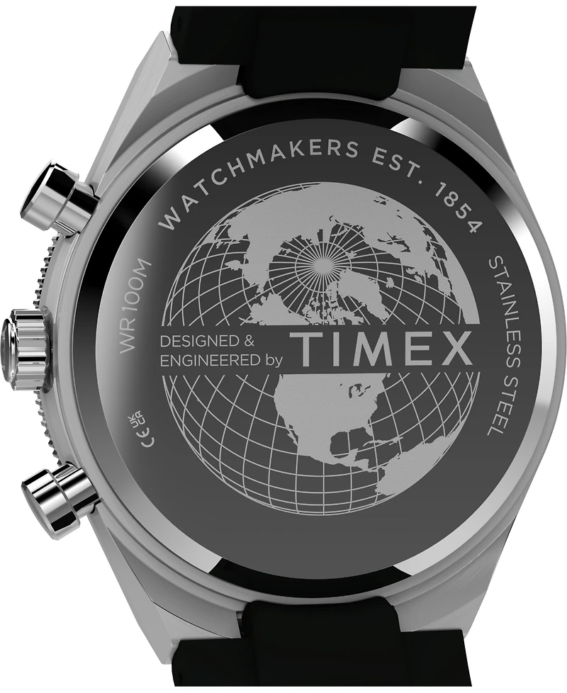 Timex Men's Quartz Chronograph Black Silicone Watch 40mm