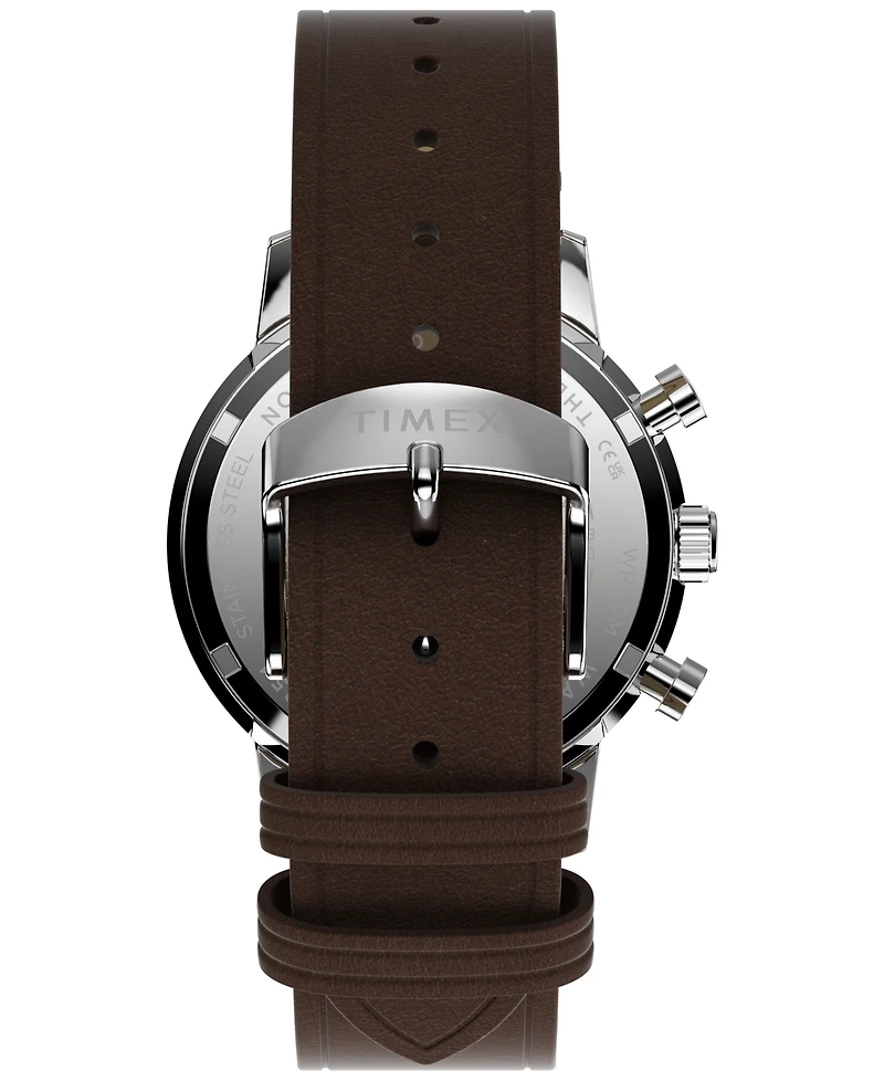 Timex Men's Quartz Chronograph Brown Leather Watch 40mm